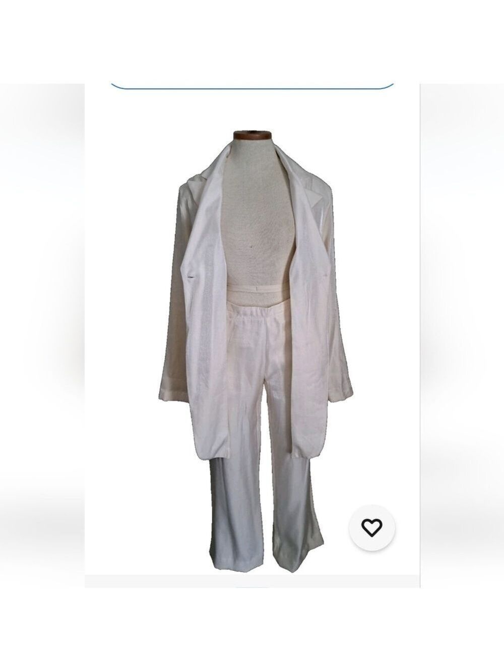 VTG Le Chateau Suit ivory sheen MOD sleek long jacket blazer flare pants PROM M